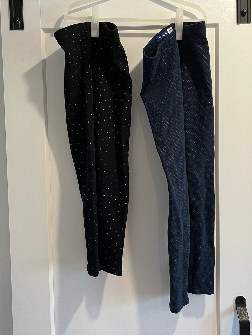 Kids Two-Pack Stretch Leggings - Black Heart Print & Navy